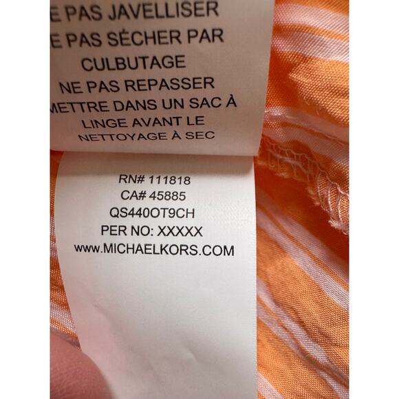 NEW MICHAEL KORS Women’s Orange/White Short Sleeve Striped Blouse Size XL - Picture 6 of 6